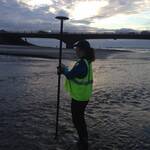 Maddie does bathymetry/topography surveys at Los Pen, January 2016